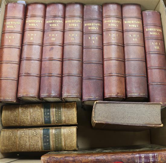 Robertson works Oxford 1825 plus Hodge India; Crabbe and two vols Spectator